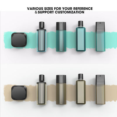 Sang trọng 100ml Chai nhựa PETG hình vuông Bao bì chăm sóc da màu xanh Hộp đựng Chai bơm kem dưỡng da