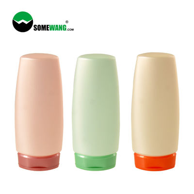 Dầu gội Sử dụng chai nhựa PE 200ml Chai bóp phẳng tùy chỉnh có nắp lật